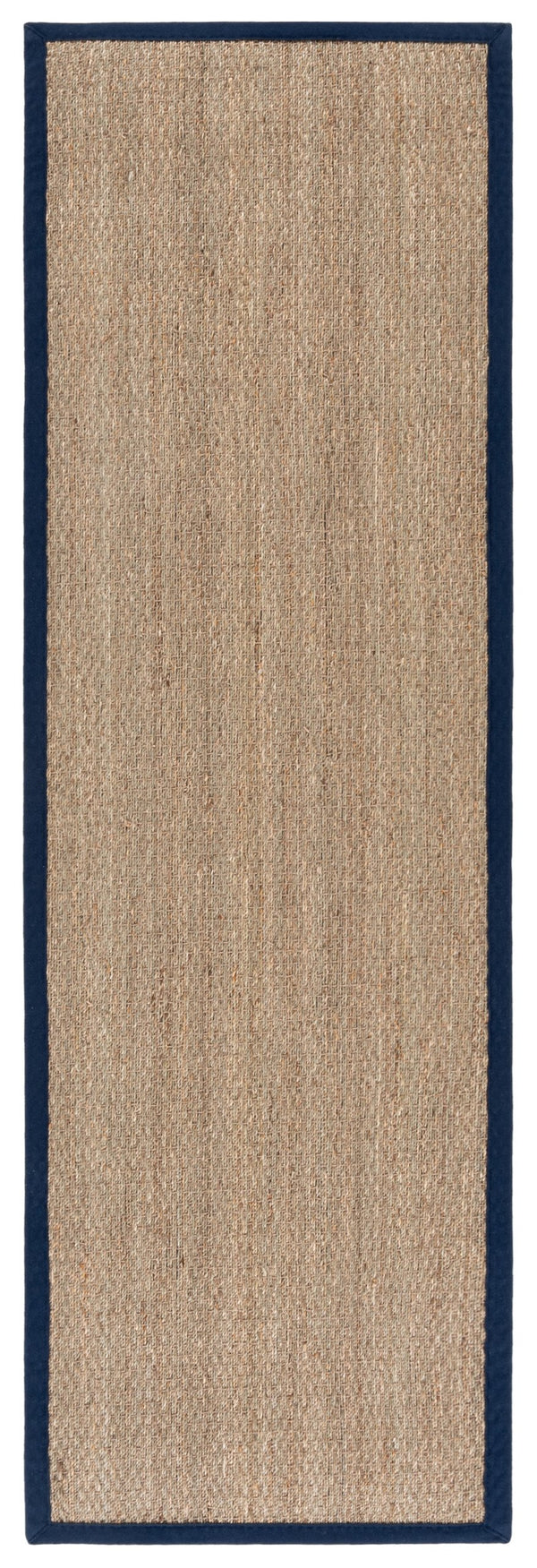Safavieh Nf Power Loomed Seagrass Runner Rug - Plush Comfort And Elegant Design For Any Home Space Decor Natural ,Navy Blue Seagrass Nf111e-28