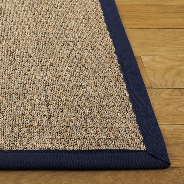 Safavieh Nf Power Loomed Seagrass Runner Rug - Plush Comfort And Elegant Design For Any Home Space Decor Natural ,Navy Blue Seagrass Nf111e-5
