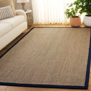 Safavieh Nf Elegant Seagrass Area Rug - Durable, Eco-friendly Design For Luxurious Home Decor Enhancement Natural ,Navy Blue Seagrass Nf111e-3
