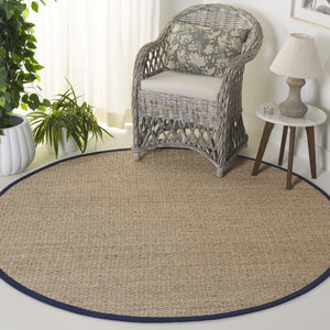 Safavieh Nf Power Loomed Seagrass Runner Rug - Plush Comfort And Elegant Design For Any Home Space Decor Natural ,Navy Blue Seagrass Nf111e-6r