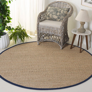 Safavieh Nf Elegant Seagrass Area Rug - Durable, Eco-friendly Design For Luxurious Home Decor Enhancement Natural ,Navy Blue Seagrass Nf111e-3