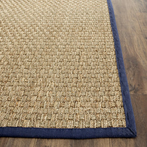Safavieh Nf Power Loomed Seagrass Area Rug - Timeless Elegance For Any Space With Durable, Luxurious Comfort Natural ,Navy Blue Seagrass Nf114e-68