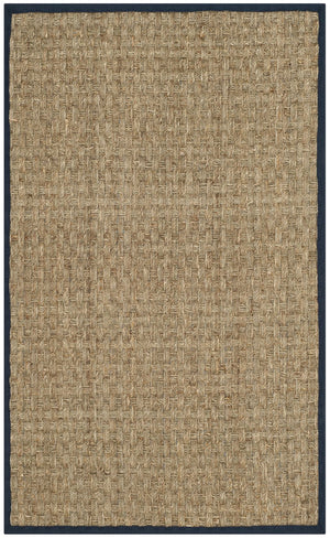 Safavieh Nf Power Loomed Seagrass Area Rug - Timeless Elegance For Any Space With Durable, Luxurious Comfort Natural ,Navy Blue Seagrass Nf114e-68