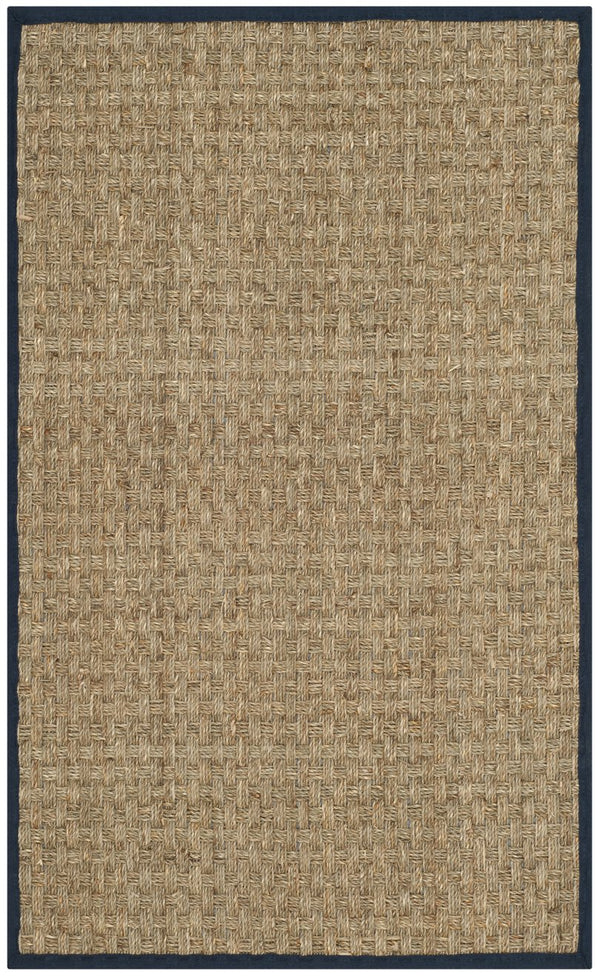 Safavieh Nf Power Loomed Seagrass Area Rug - Timeless Elegance For Any Space With Durable, Luxurious Comfort Natural ,Navy Blue Seagrass Nf114e-68