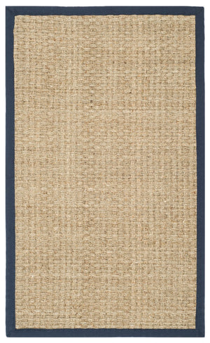 Safavieh Nf Power Loomed Seagrass Area Rug - Timeless Elegance For Any Space With Durable, Luxurious Comfort Natural ,Navy Blue Seagrass Nf114e-68