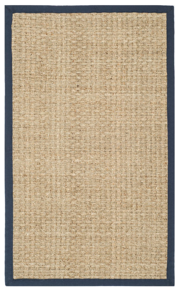 Safavieh Nf Power Loomed Seagrass Area Rug - Timeless Elegance For Any Space With Durable, Luxurious Comfort Natural ,Navy Blue Seagrass Nf114e-68