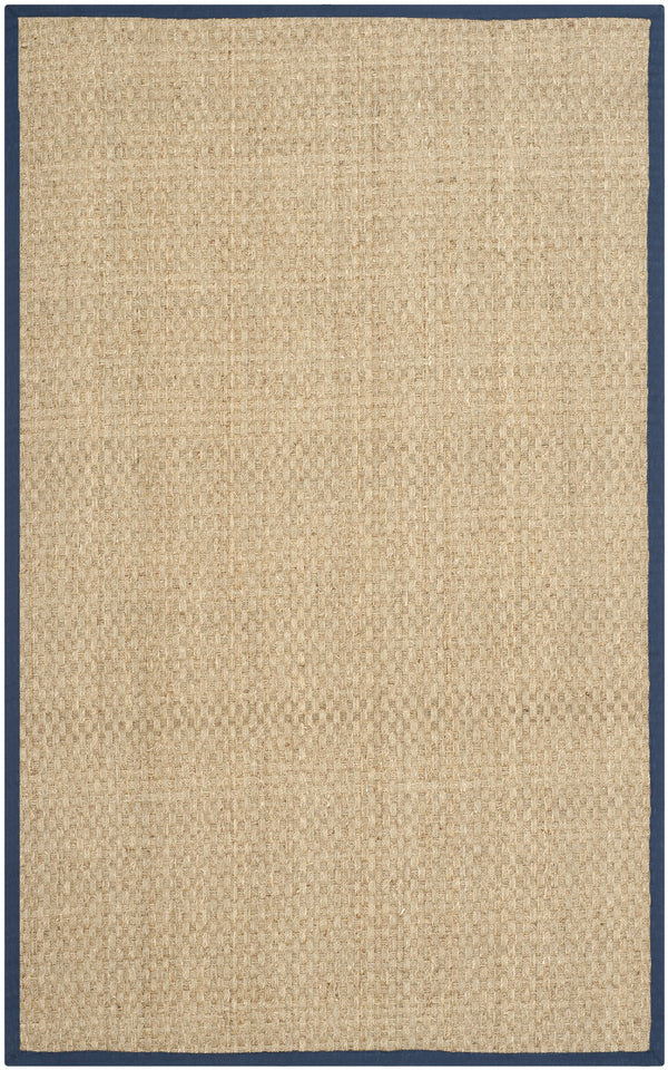 Safavieh Nf Power Loomed Seagrass Area Rug - Timeless Elegance For Any Space With Durable, Luxurious Comfort Natural ,Navy Blue Seagrass Nf114e-68