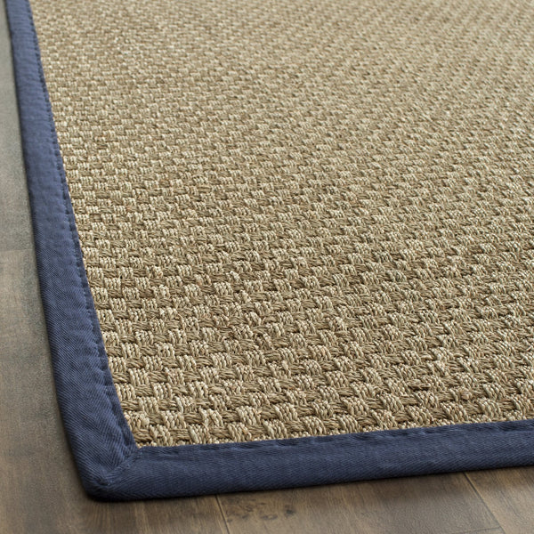 Safavieh Nf Power Loomed Seagrass Area Rug - Timeless Elegance For Any Space With Durable, Luxurious Comfort Natural ,Navy Blue Seagrass Nf114e-68