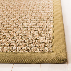 Safavieh Nf Seagrass Basket Weave Area Rug Natural Olive Tones Low Pile Organic Texture NF114G-4SQ