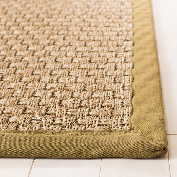 Safavieh Nf Seagrass Basket Weave Area Rug Natural Olive Tones Low Pile Organic Texture NF114G-4SQ