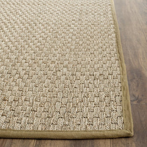 Safavieh Nf Seagrass Basket Weave Area Rug Natural Olive Tones Low Pile Organic Texture NF114G-4SQ