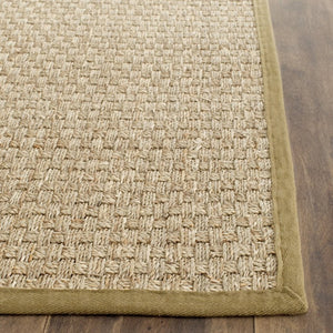 Safavieh Nf Seagrass Basket Weave Area Rug Natural Olive Tones Low Pile Organic Texture NF114G-4SQ