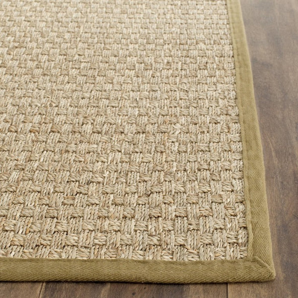 Safavieh Nf Seagrass Basket Weave Area Rug Natural Olive Tones Low Pile Organic Texture NF114G-4SQ