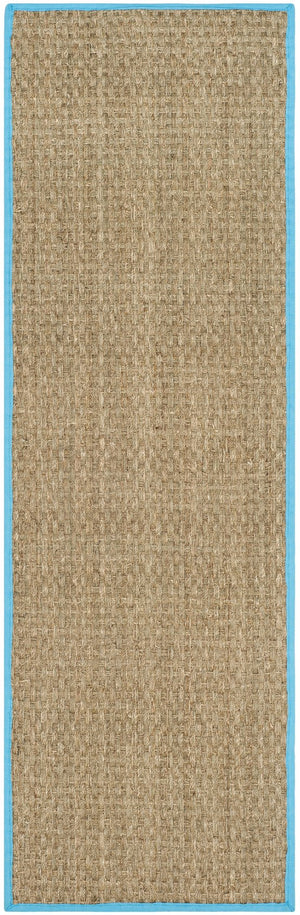 Safavieh Nf Power Loomed Seagrass Area Rug - Timeless Elegance For Any Space With Durable, Luxurious Comfort Natural ,Turquoise Seagrass Nf114s-3