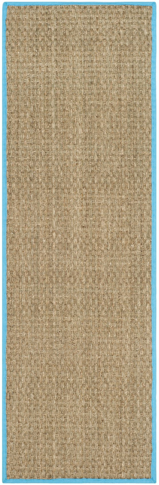 Safavieh Nf Power Loomed Seagrass Area Rug - Timeless Elegance For Any Space With Durable, Luxurious Comfort Natural ,Turquoise Seagrass Nf114s-3