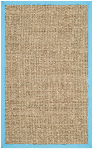 Safavieh Nf Power Loomed Seagrass Area Rug - Timeless Elegance For Any Space With Durable, Luxurious Comfort Natural ,Turquoise Seagrass Nf114s-3