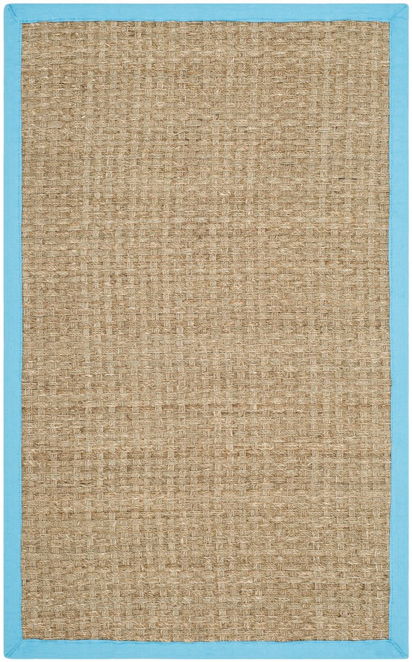 Safavieh Nf Power Loomed Seagrass Area Rug - Timeless Elegance For Any Space With Durable, Luxurious Comfort Natural ,Turquoise Seagrass Nf114s-3