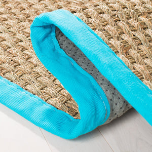 Safavieh Nf Power Loomed Seagrass Area Rug - Timeless Elegance For Any Space With Durable, Luxurious Comfort Natural ,Turquoise Seagrass Nf114s-3