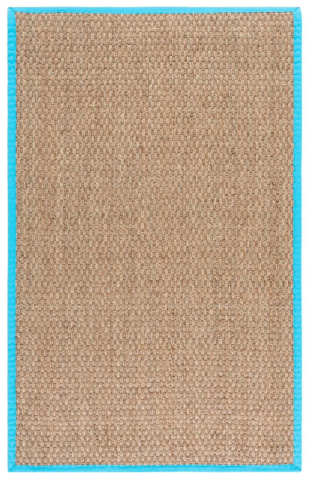 Safavieh Nf Power Loomed Seagrass Area Rug - Timeless Elegance For Any Space With Durable, Luxurious Comfort Natural ,Turquoise Seagrass Nf114s-3