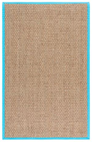 Safavieh Nf Power Loomed Seagrass Area Rug - Timeless Elegance For Any Space With Durable, Luxurious Comfort Natural ,Turquoise Seagrass Nf114s-3
