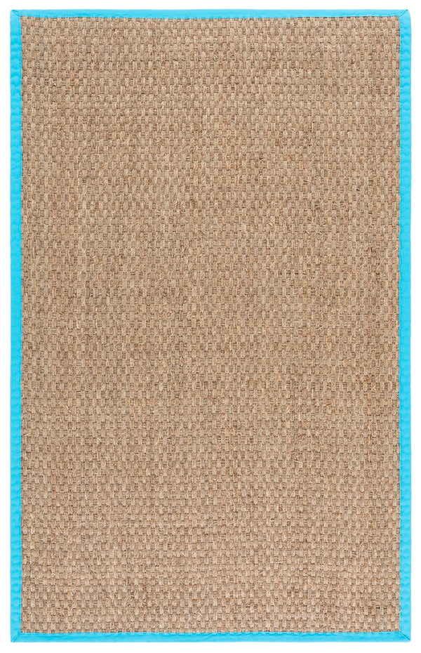 Safavieh Nf Power Loomed Seagrass Area Rug - Timeless Elegance For Any Space With Durable, Luxurious Comfort Natural ,Turquoise Seagrass Nf114s-3