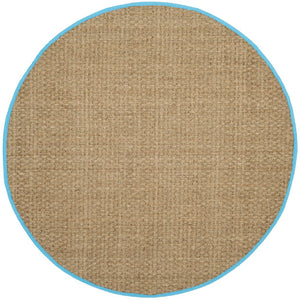 Safavieh Nf Power Loomed Seagrass Area Rug - Timeless Elegance For Any Space With Durable, Luxurious Comfort Natural ,Turquoise Seagrass Nf114s-3