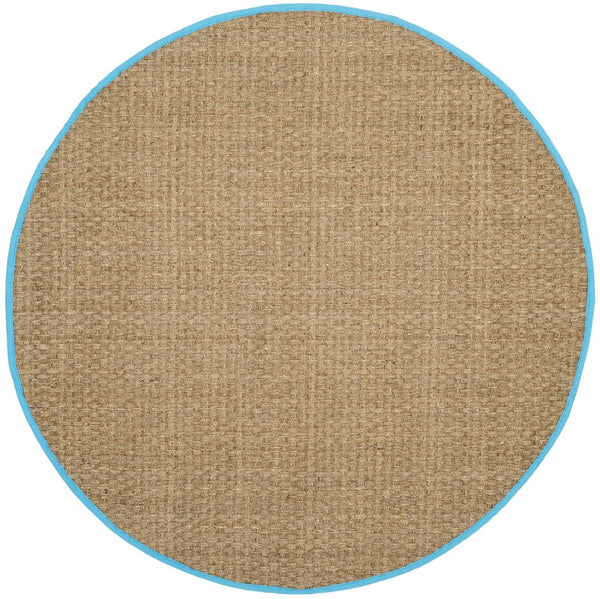 Safavieh Nf Power Loomed Seagrass Area Rug - Timeless Elegance For Any Space With Durable, Luxurious Comfort Natural ,Turquoise Seagrass Nf114s-3