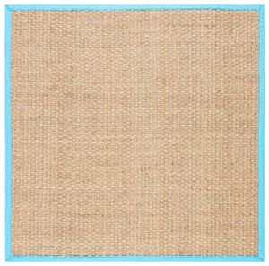 Safavieh Nf Power Loomed Seagrass Area Rug - Timeless Elegance For Any Space With Durable, Luxurious Comfort Natural ,Turquoise Seagrass Nf114s-3