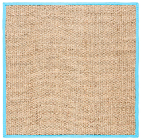 Safavieh Nf Power Loomed Seagrass Area Rug - Timeless Elegance For Any Space With Durable, Luxurious Comfort Natural ,Turquoise Seagrass Nf114s-3
