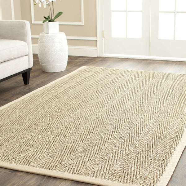 Safavieh Nf Herringbone Seagrass Area Rug 6' X 8' – Eco-friendly Beige Border, Luxurious Texture, Timeless Charm Natural ,Beige Seagrass Nf115a-68