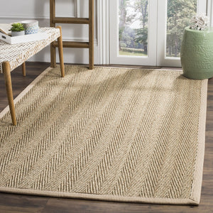 Safavieh Nf Herringbone Seagrass Area Rug 6' X 8' – Eco-friendly Beige Border, Luxurious Texture, Timeless Charm Natural ,Beige Seagrass Nf115a-68