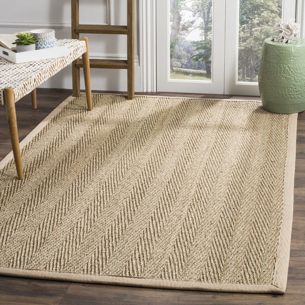 Safavieh Nf Herringbone Seagrass Area Rug 6' X 8' – Eco-friendly Beige Border, Luxurious Texture, Timeless Charm Natural ,Beige Seagrass Nf115a-68