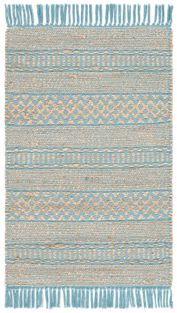 Safavieh Natural Fiber Area Rug - Stylish 3' X 5' Home Decor In Elegant Natural Ivory For Any Room Decor Natural ,Aqua 50% Jute,50% Cotton Nf123j-7sq
