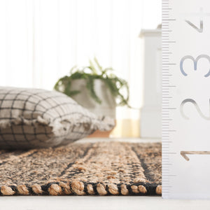 Safavieh Natural 5' X 8' Area Rug – Elegant Jute & Cotton Blend In Versatile Natural/Black For Timeless Style Natural ,Black 50% Jute,50% Cotton Nf123z-5