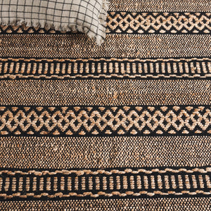 Safavieh Natural 5' X 8' Area Rug – Elegant Jute & Cotton Blend In Versatile Natural/Black For Timeless Style Natural ,Black 50% Jute,50% Cotton Nf123z-5