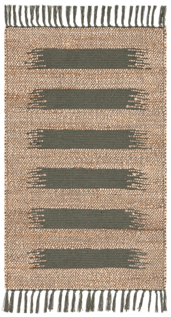 Safavieh Natural Fiber Area Rug In Natural And Ivory - Handcrafted Jute And Cotton For Timeless Elegance Natural ,Green 70% Jute,30% Cotton Nf124y-5