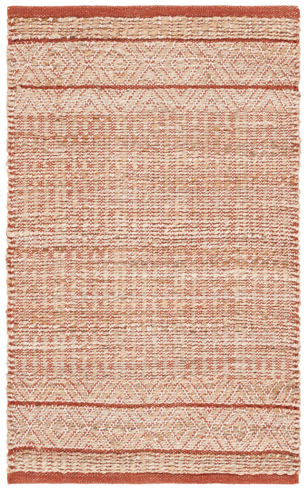 Safavieh Natural Fiber Ivory Area Rug – Handcrafted Jute & Cotton Blend For Earthy Elegance In Your Home Natural ,Rust 70% Jute,30% Cotton Nf126p-3