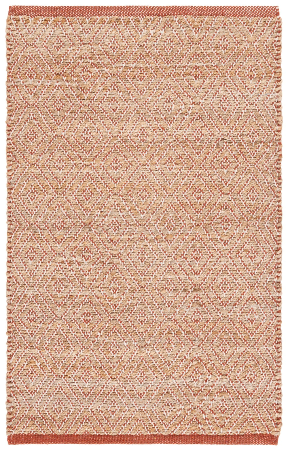 Safavieh Natural Fiber Area Rug - Elegant Ivory Design, Luxuriously Soft, Handcrafted In India For Timeless Style Natural ,Rust 70% Jute,30% Cotton Nf127p-29