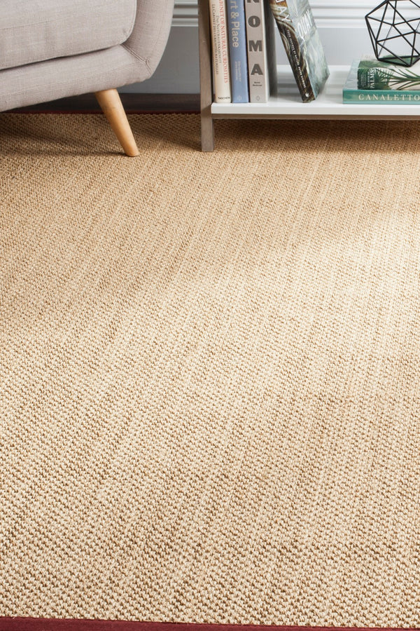 Safavieh Nf Elegant Sisal Area Rug - Versatile Comfort & Timeless Style For Your Living Space Décor Maize ,Burgundy Sisal Pile Nf141d-4sq