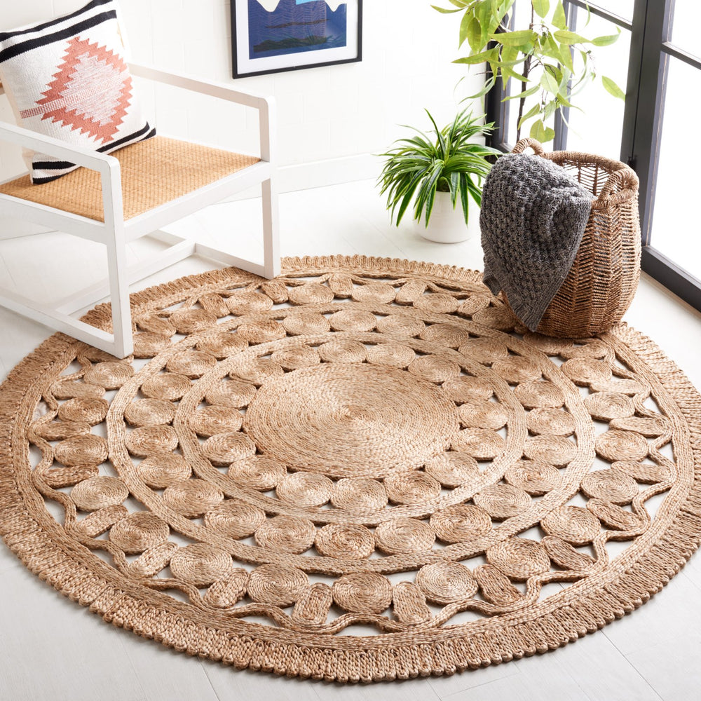 Safavieh Natural Elegance 3' Round Area Rug - Handcrafted Jute For A Chic, Earthy Home Décor Upgrade! Natural Jute Nf174a-3r