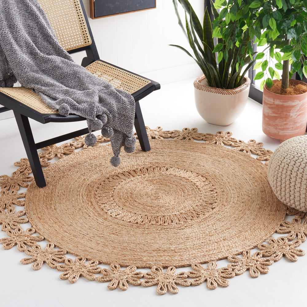 Safavieh Natural Fiber Round Jute Area Rug - Exquisite Flat Weave Craftsmanship For Sustainable Elegance Natural Jute Nf176a-4r