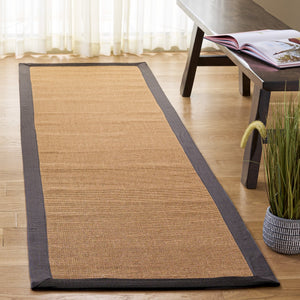 Safavieh Natural Handcrafted Jute Area Rug 8X10 Flatweave In Natural & Dark Grey — Low-Profile Durable Texture 9'-0" x 12'-0" NF194F-9