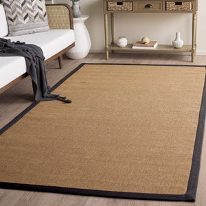 Safavieh Natural Handcrafted Jute Area Rug 8X10 Flatweave In Natural & Dark Grey — Low-Profile Durable Texture 9'-0" x 12'-0" NF194F-9