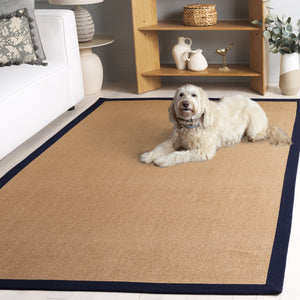 Safavieh Natural Handcrafted Flat-Weave Jute Rug In Muted Navy — Coastal-Ready Low-Profile Texture, Durable Elegance 6'-0" x 6'-0" NF194N-6SQ