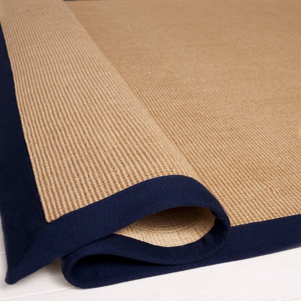 Safavieh Natural Jute Flatweave Rug With Navy Accents — Coastal Texture, Handmade Durability For Living Areas 5'-0" x 8'-0" NF194N-5