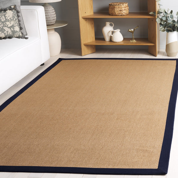 Safavieh Natural Handcrafted Flat-Weave Jute Rug In Muted Navy — Coastal-Ready Low-Profile Texture, Durable Elegance 6'-0" x 6'-0" NF194N-6SQ