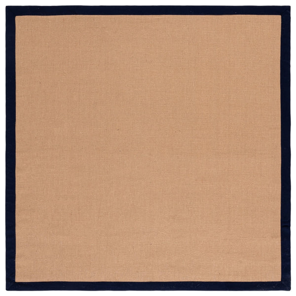 Safavieh Natural Handcrafted Flat-Weave Jute Rug In Muted Navy — Coastal-Ready Low-Profile Texture, Durable Elegance 6'-0" x 6'-0" NF194N-6SQ