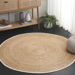 Safavieh Natural Jute Area Rug - Hand Woven 5ft Round Beauty For Modern And Traditional Décor Spaces Natural Jute Pile Nf366a-5r