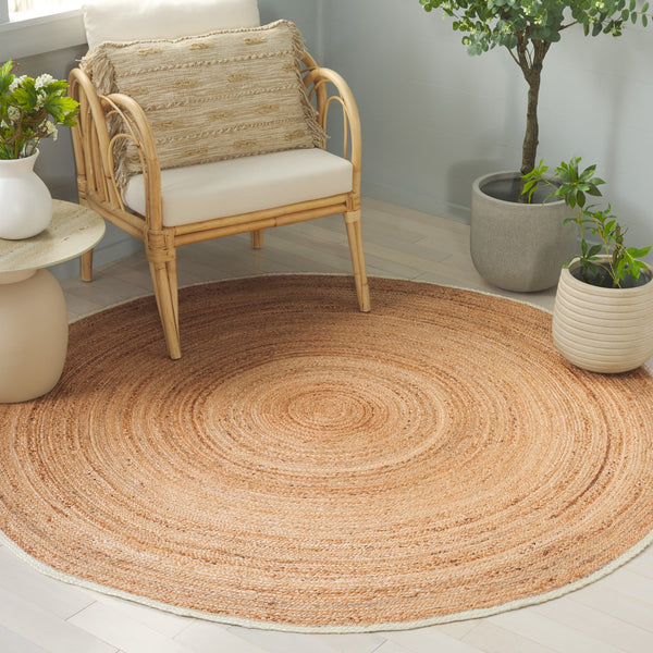 Safavieh Natural Jute Pile Round Area Rug - Elegant 6x6 Ft, Hand Woven, Modern Charm For Any Decor Style Natural Jute Pile Nf366a-6r