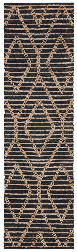 Safavieh Natural Handcrafted Jute-Cotton Flatweave Rug In Black & Natural — Low-Profile, Durable, Global Chic 6'-0" x 8'-0" NF378Z-68